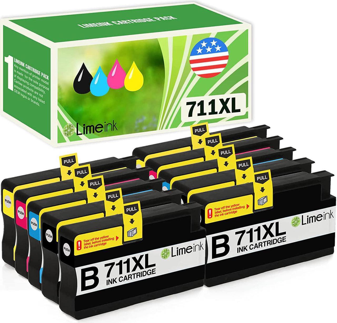 Limeink 10 Pack Compatible 711XL 711 High Yield Ink Cartridges (4 Black, 2 Cyan, 2 Magenta, 2 Yellow)  Designjet T120 T520 Printer