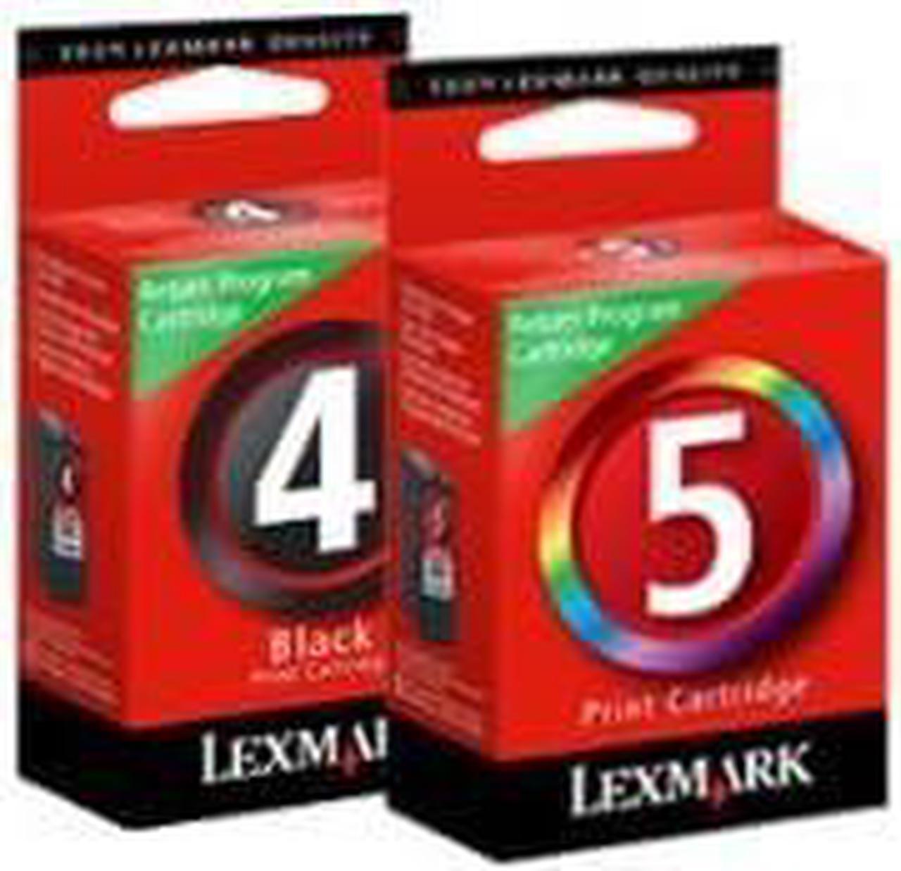 New Lexmark International No. 4/5 Twin-Pack Ink Cartrdges Inkjet 175 Page Bla.