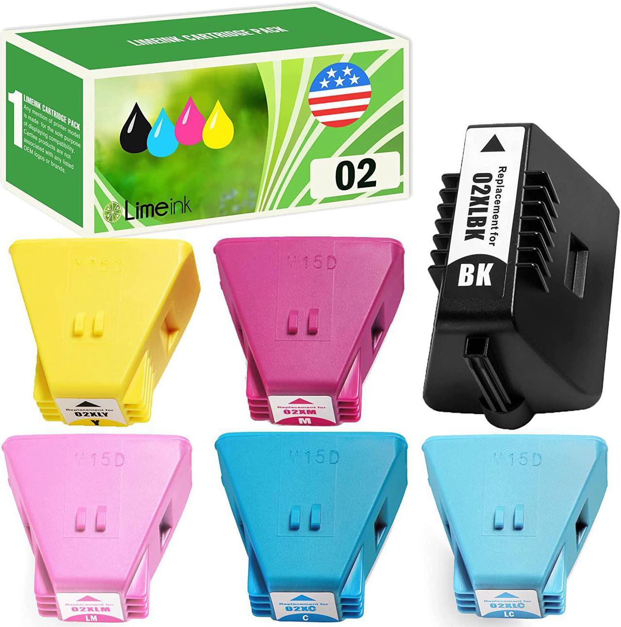 Limeink Compatible Ink Cartridges Replacement  02 Ink Cartridges for Photosmart c7250 Photosmart c7280 c5180 c7200 c6180 d7160 02xl d7360 Printer Combo Pack (Set 6)