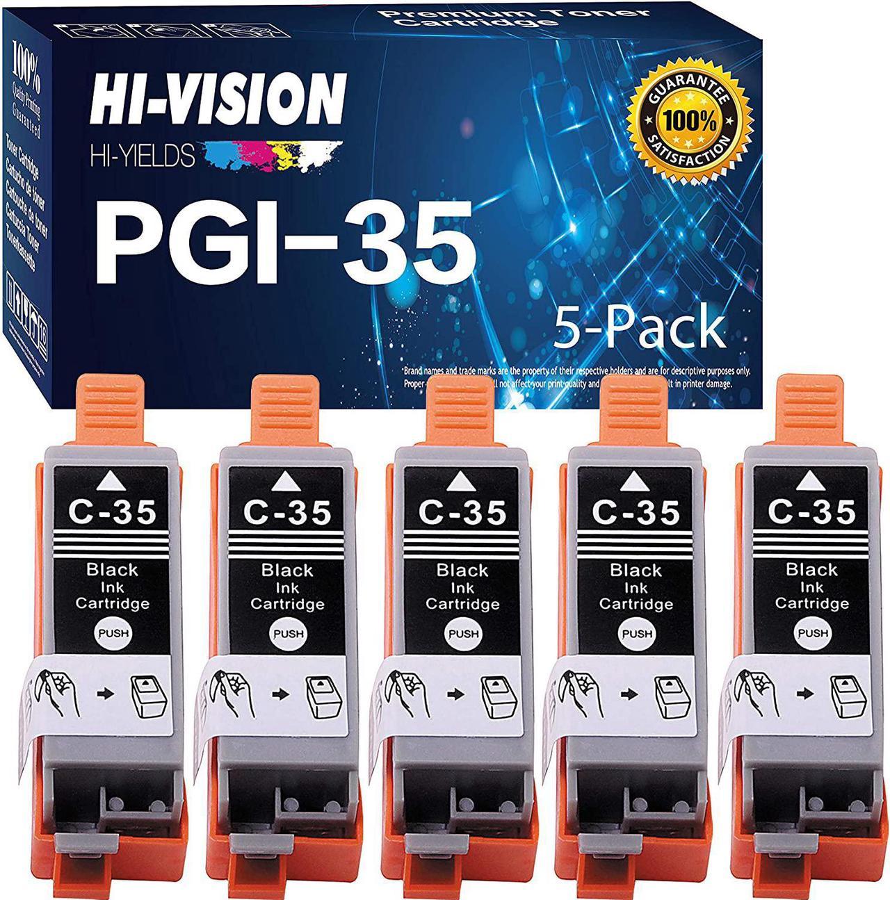 HI-Vision® Compatible PGI-35 Pigment Compatible (5-Pack) Black Ink Cartridge Replacement for Pixma iP100, iP110