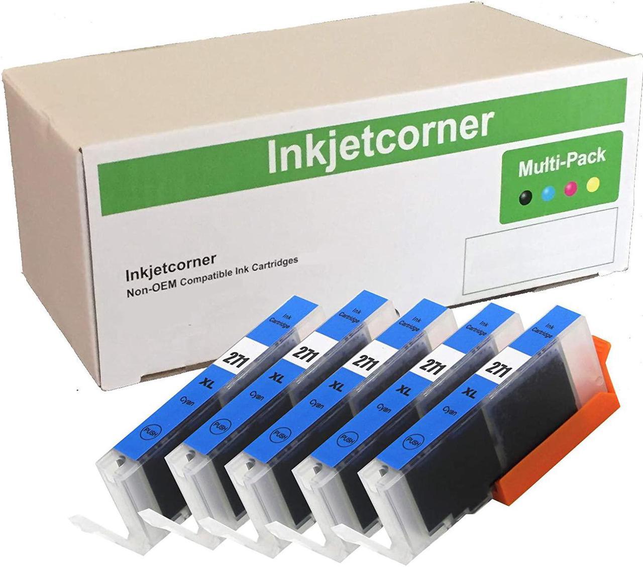 Inkjetcorner Compatible Ink Cartridge Replacement for CLI-271 CLI-271XL for use with MG5700 MG6800 MG6822 MG7720 TS5020 TS6020 TS8020 (Cyan, 5-Pack)