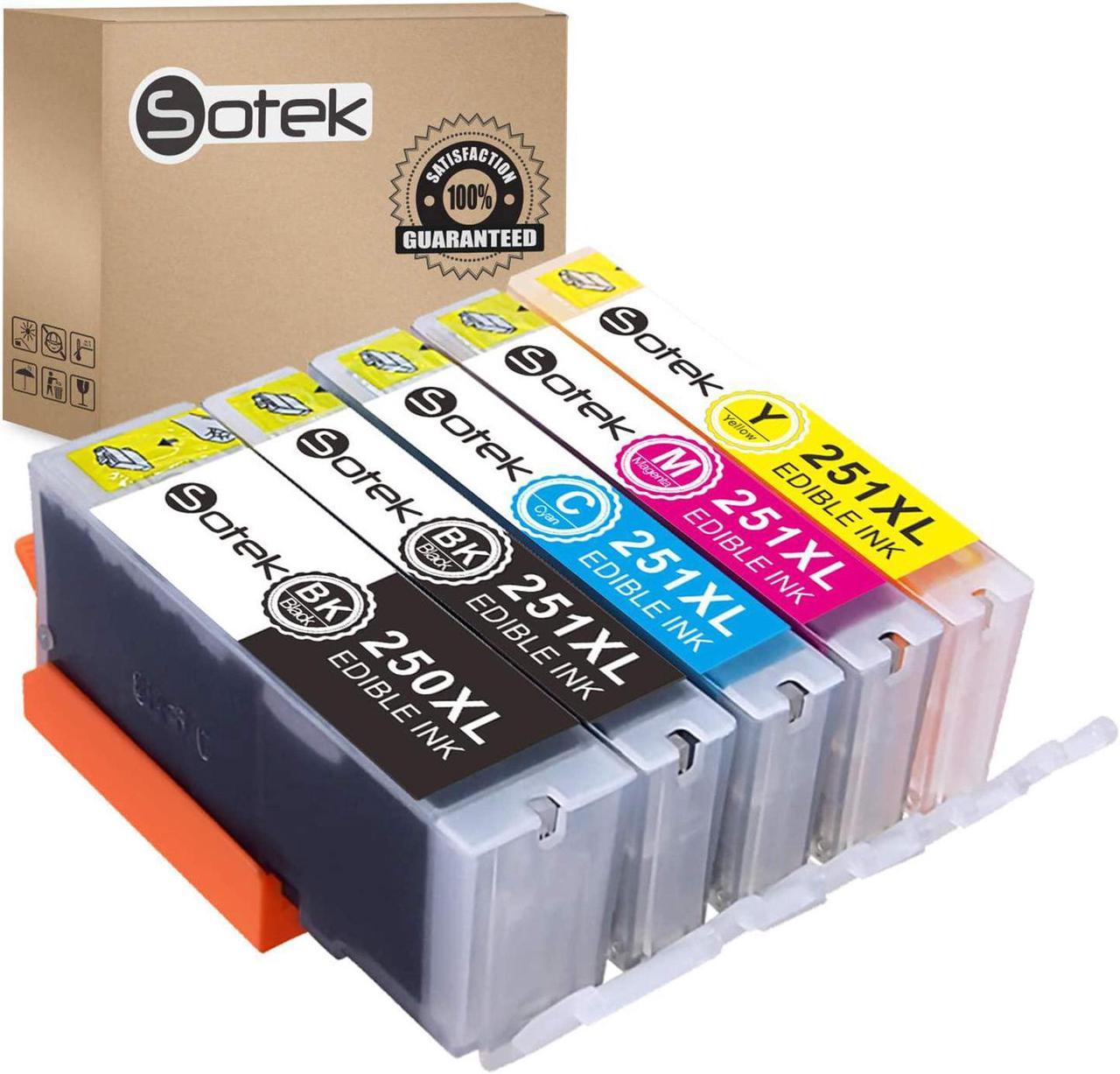 Sotek 250XL 251XL 250 251 XL C A K E Ink Cartridges 5 Color, Work with Pixma mx922 MG7520 MG7120 MG6620 MG5620 iP8720 MG6420 MG6320 MG5420 IX6820 iP7220(BK/BK/C/M/Y)