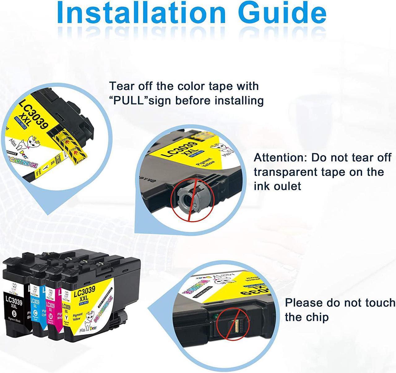 Alt view image 4 of 7 - Miss Deer LC3039 LC3039XXL Ink Cartridges Replacement  LC3039 XXL LC-3039BK LC3037 LC3037BK,Work  MFC-J5945DW MFC-J6945DW MFC-J5845DW MFC-J6545DW(4 Pack)