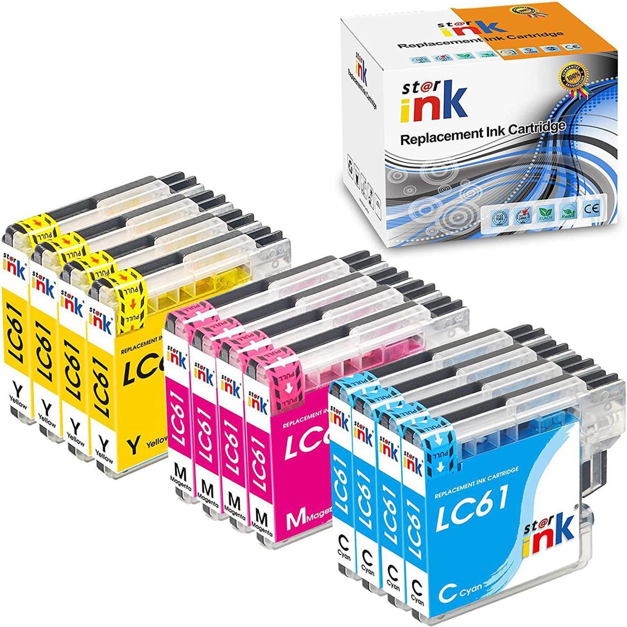 Starink Compatible Ink Cartridge Replacement for Brother LC61 LC-61 LC61Y LC61C LC61M LC61cl Work with MFC-495CW MFC-490CW MFC-6490CW MFC-6490CW MFC-6890CDW(4 Cyan, 4 Magenta, 4 Yellow,12 Pack)