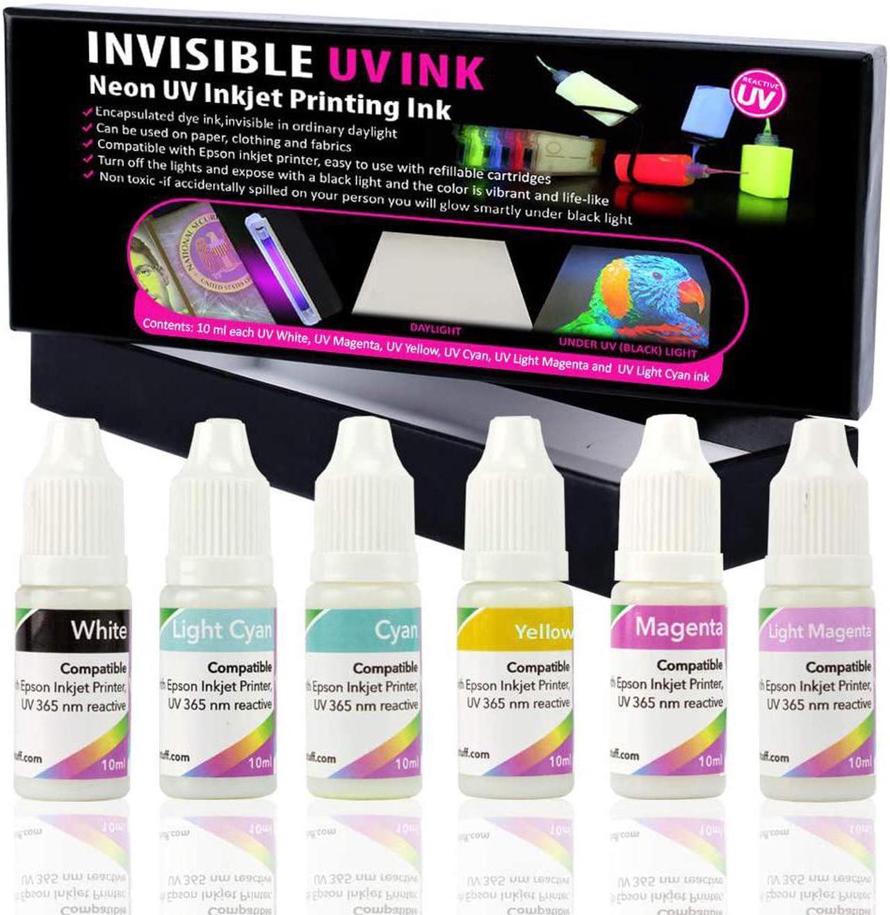 Blacklight Invisible UV Ink 6 Colors Set for Inkjet Printers