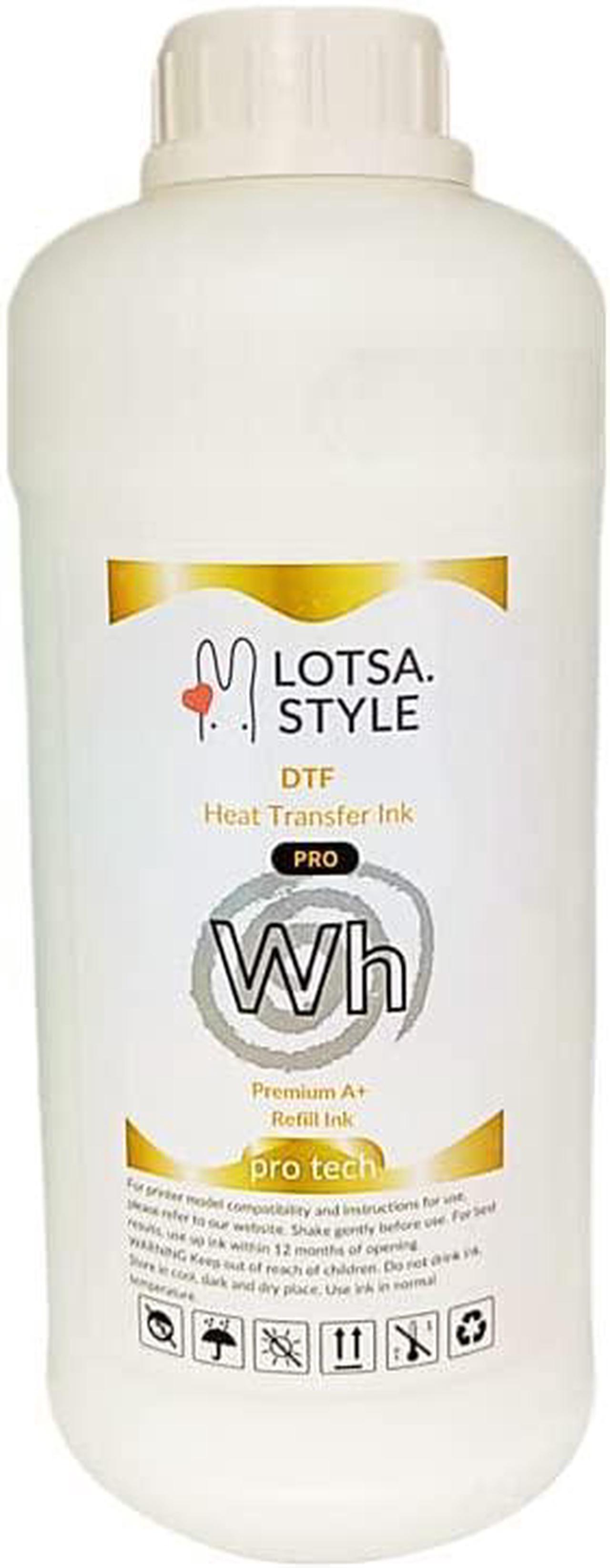 Premium PRO DTF Ink Refill for Inkjet Printers Heat Transfer Film Printing, Large and Wide Format Commercial Edition (1000ml, White)