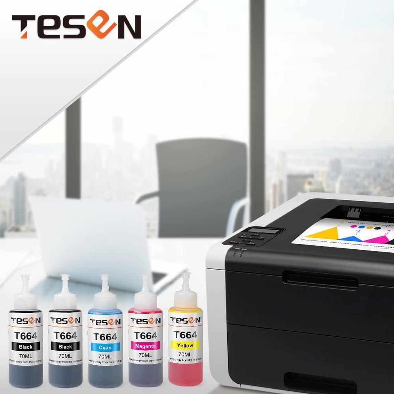 Alt view image 7 of 7 - TESEN Compatible 664 XL Refill Ink Bottle Replacement for Epson 664 XL T664 for Use with Epson EcoTank ET-2500 ET-2550 Workfoce ET-4500 L485 L350 Printer T664120 T664220 T664320 T664420 5-Pack Color
