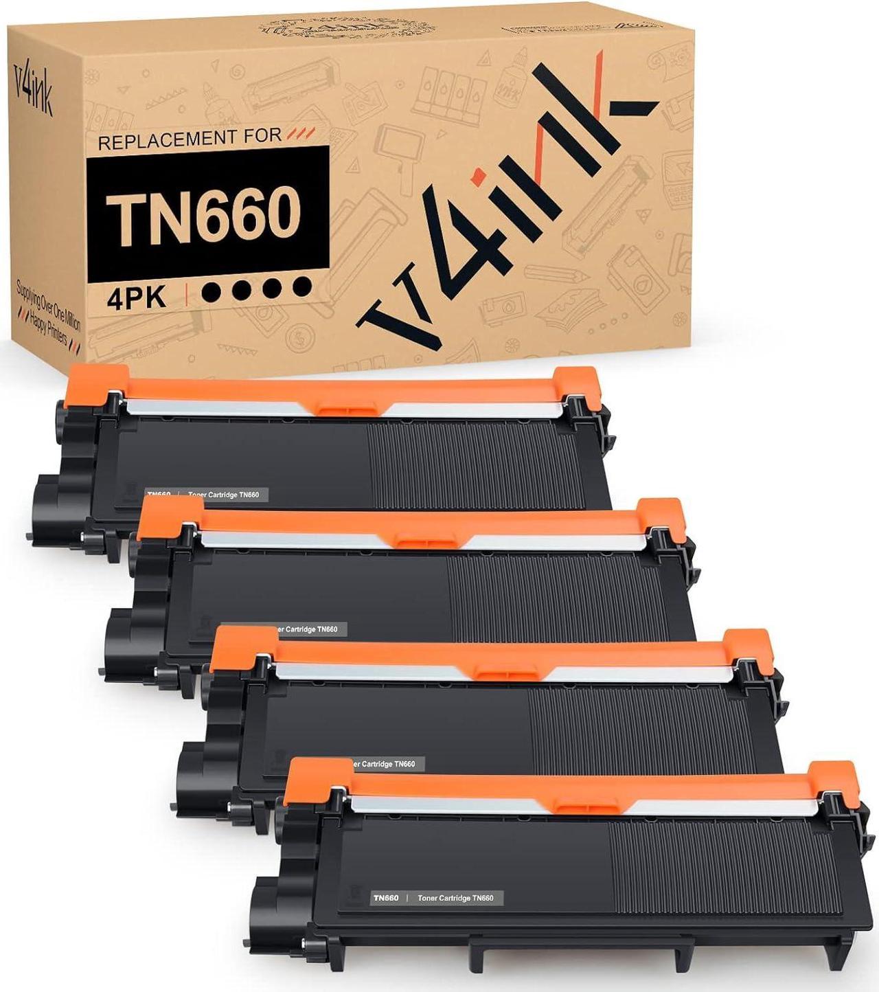 V4INK 4PK Compatible TN-660 Replacement for Brother TN660 TN630 Toner Ink for Brother MFC-L2700DW HL-L2300D L2320D L2340DW L2360DW L2380DW DCP L2540DW L2520DW MFCL2740DW Tray_Toners_Cartridges_Printer