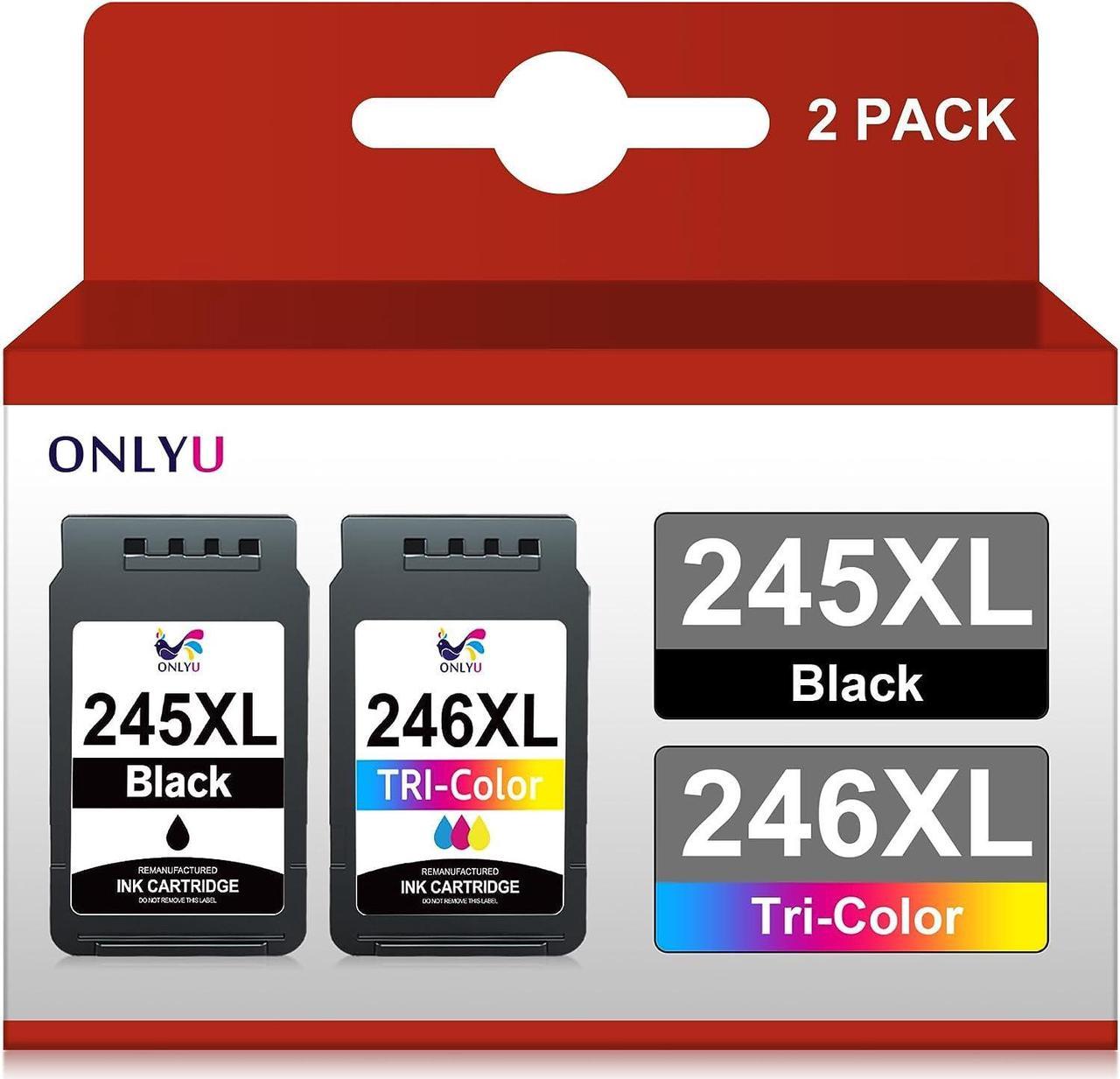 ONLYU Compatible Ink Cartridge Replacement for Canon PG-245XL CL-246XL PG-243 CL-244 to use with Pixma MX492 MX490 MG2420 MG2520 MG2522 TS3120 TR4520 MG3022 MG2522 MG2922 MG2924(1 Black, 1 Tri-Color)