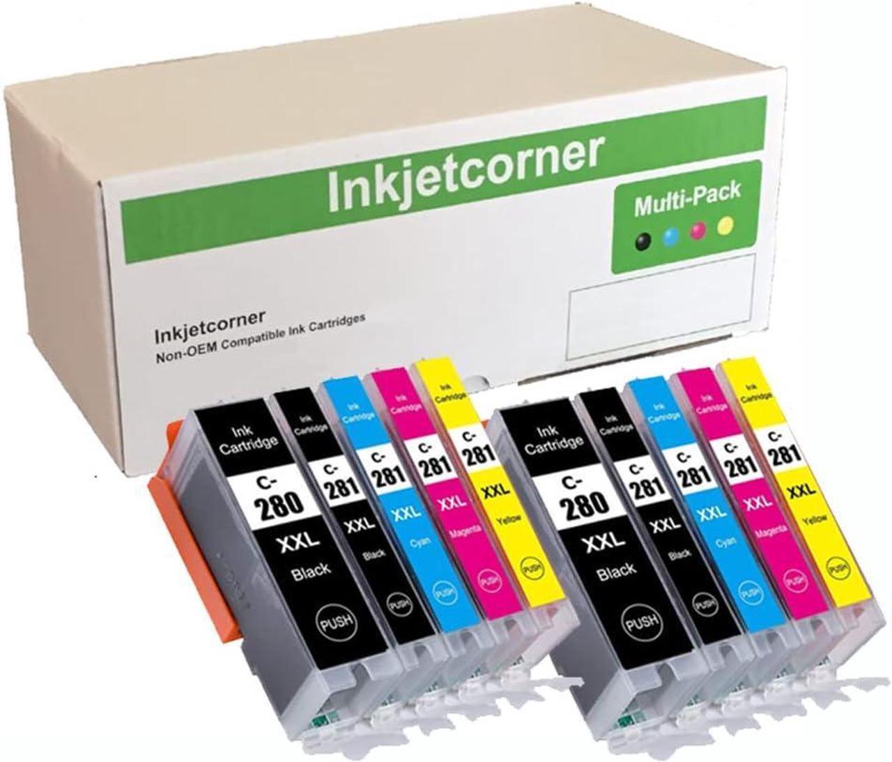 Inkjetcorner Compatible Ink Cartridges Replacement for PGI-280XXL CLI-281XXL PGI 280 XXL CLI 281 for use with TR8620 TR8620A TR8622 TS6320 TR8520 TS6120 TS6220 TR7520 TS9520 TS702A (10-Pack)