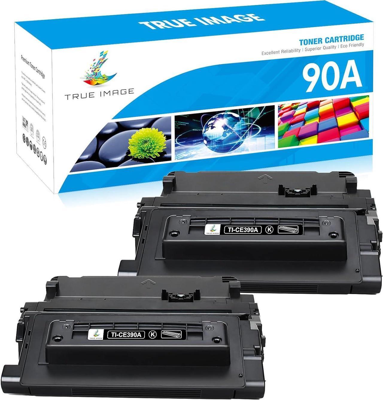 TRUE IMAGE Compatible Toner Cartridge Replacement for HP 90A CE390A 90X CE390X Work with Enterprise 600 M601 M602 M603 M4555 MFP M602x M602n M603dn Laser Printer Ink (Black, 2-Pack)