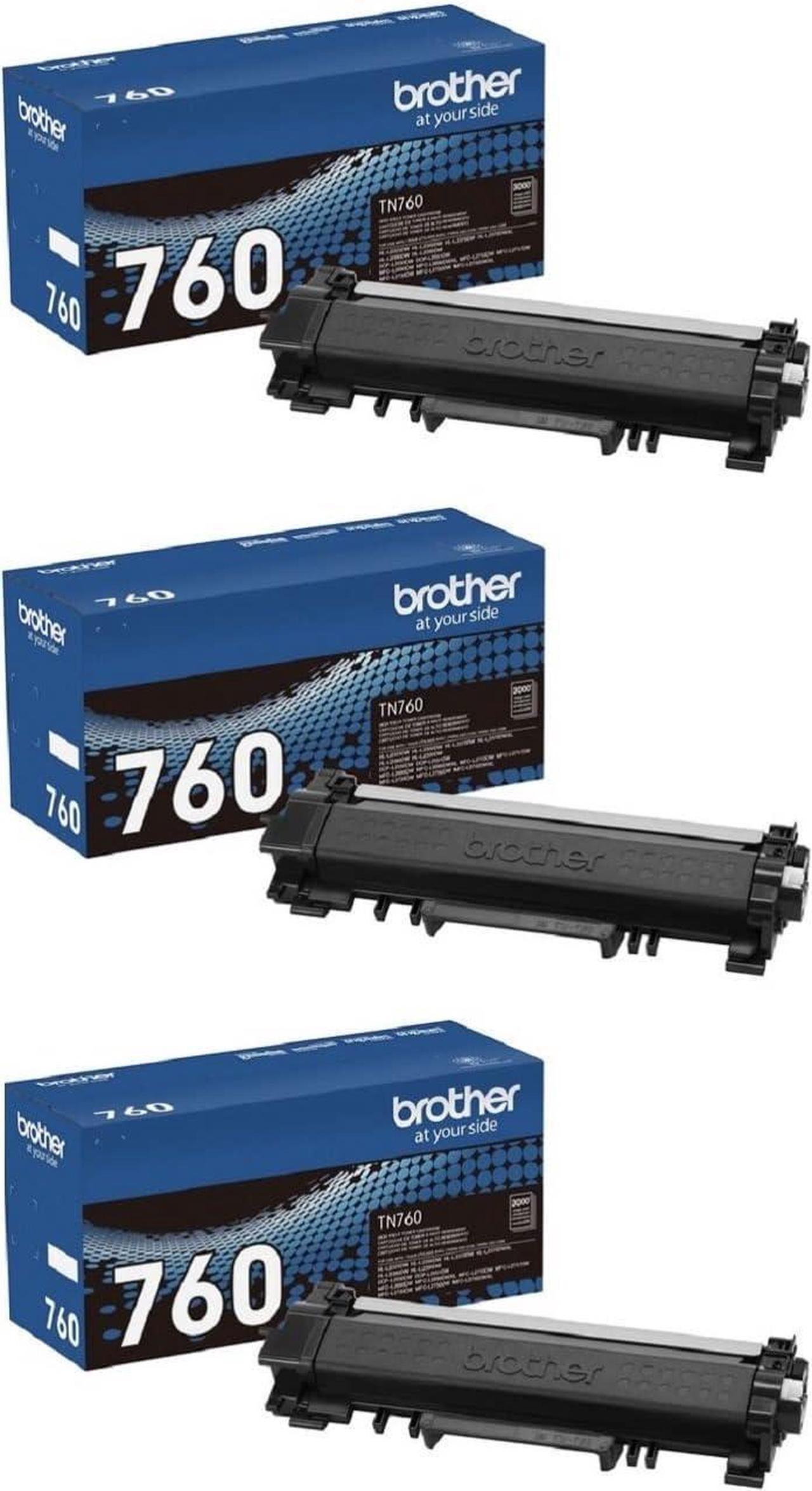 Brother Genuine TN760 High Yield Black Toner Cartridge 3-Pack