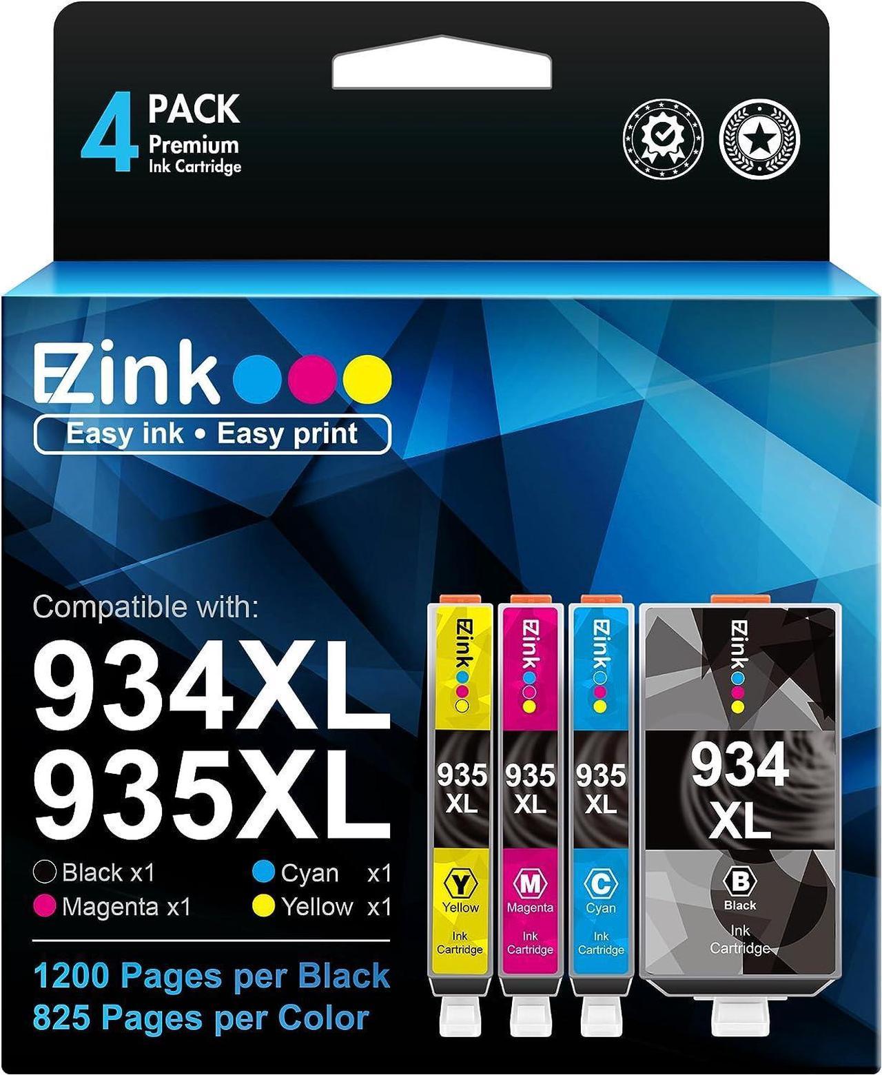 E-Z Ink (TM) Compatible Ink Cartridge Tray Replacement  934 935 High Yield 934XL 935XL for Officejet 6830 6230 6815 6812 6835 6820 Printers (1 Black, 1 Cyan, 1 Magenta, 1 Yellow, 4 Pack)