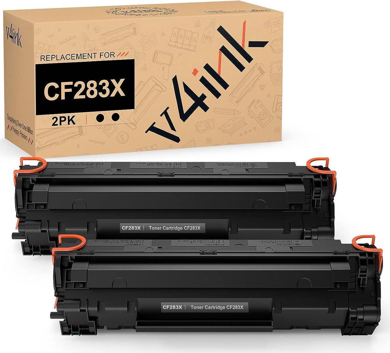 v4ink Compatible CF283X Toner Cartridge Replacement for HP 83X CF283X 83A CF283A for use in HP Laserjet Pro M201 M201dw M201n MFP M225 M225dn M225dw M225rdn Series Printer (Black, 2 Pack)