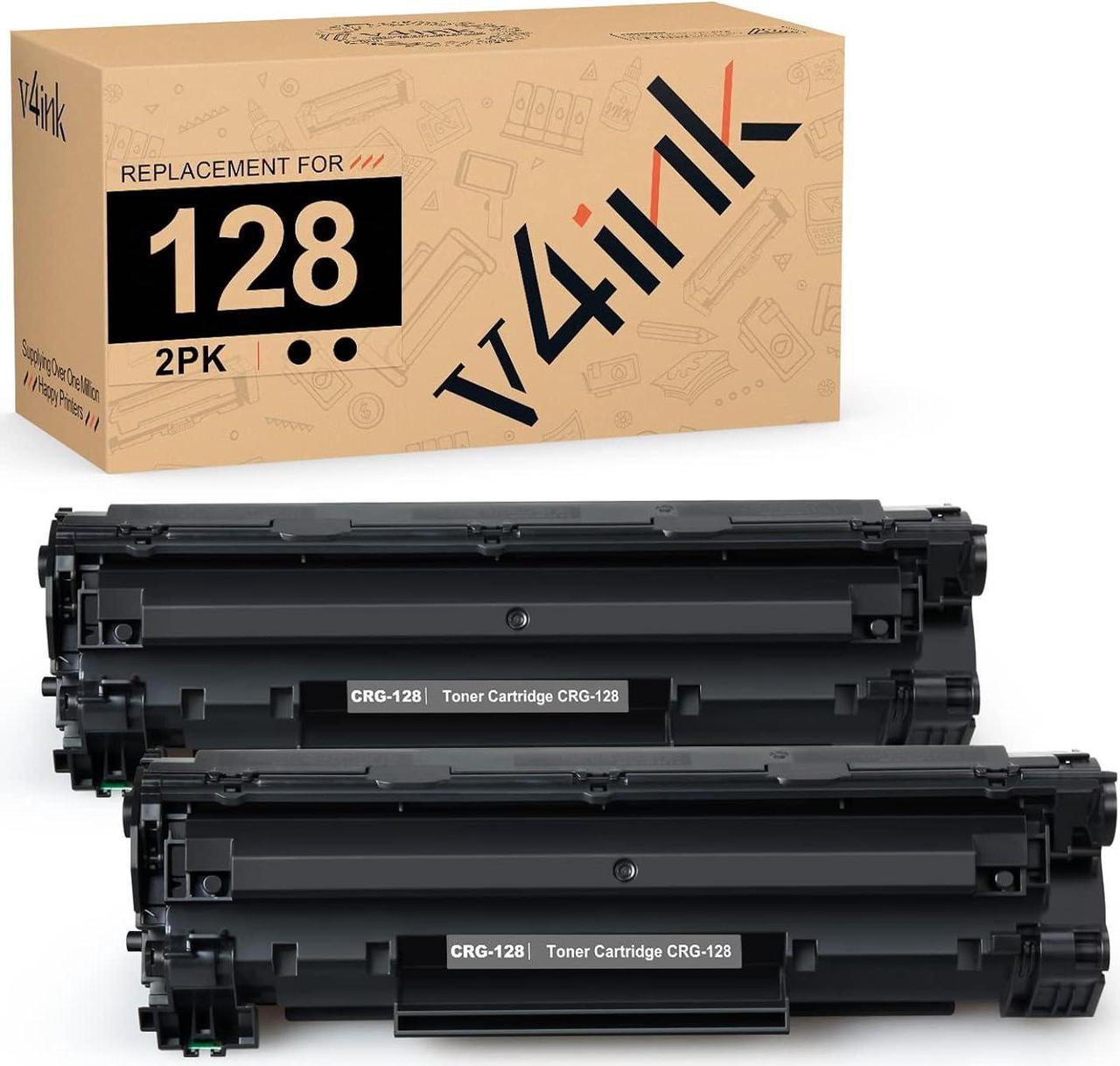 V4INK 2 Pack Compatible Toner Cartridge Replacement for Canon 128 CRG128 for use in Canon ImageCLASS D530 D550 D520 MF4890DW MF4880DW MF4770N MF4450 MF4570DN MF4410 MF4420n MF4412 Faxphone L100 L190