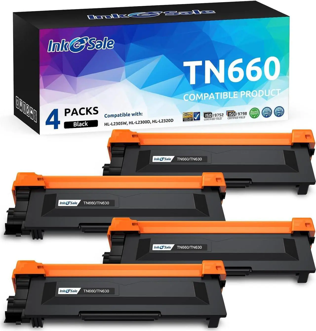 Main image of INK E-SALE Compatible Toner Cartridge Replacement  TN660 TN630 use for MFC-L2700DW HL-L2340DW HL-L2300D HL-L2380DW DCP-L2540DW DCP-L2520DW MFC-L2740DW MFC-L2720DW (4 Pack Black, Design V3)