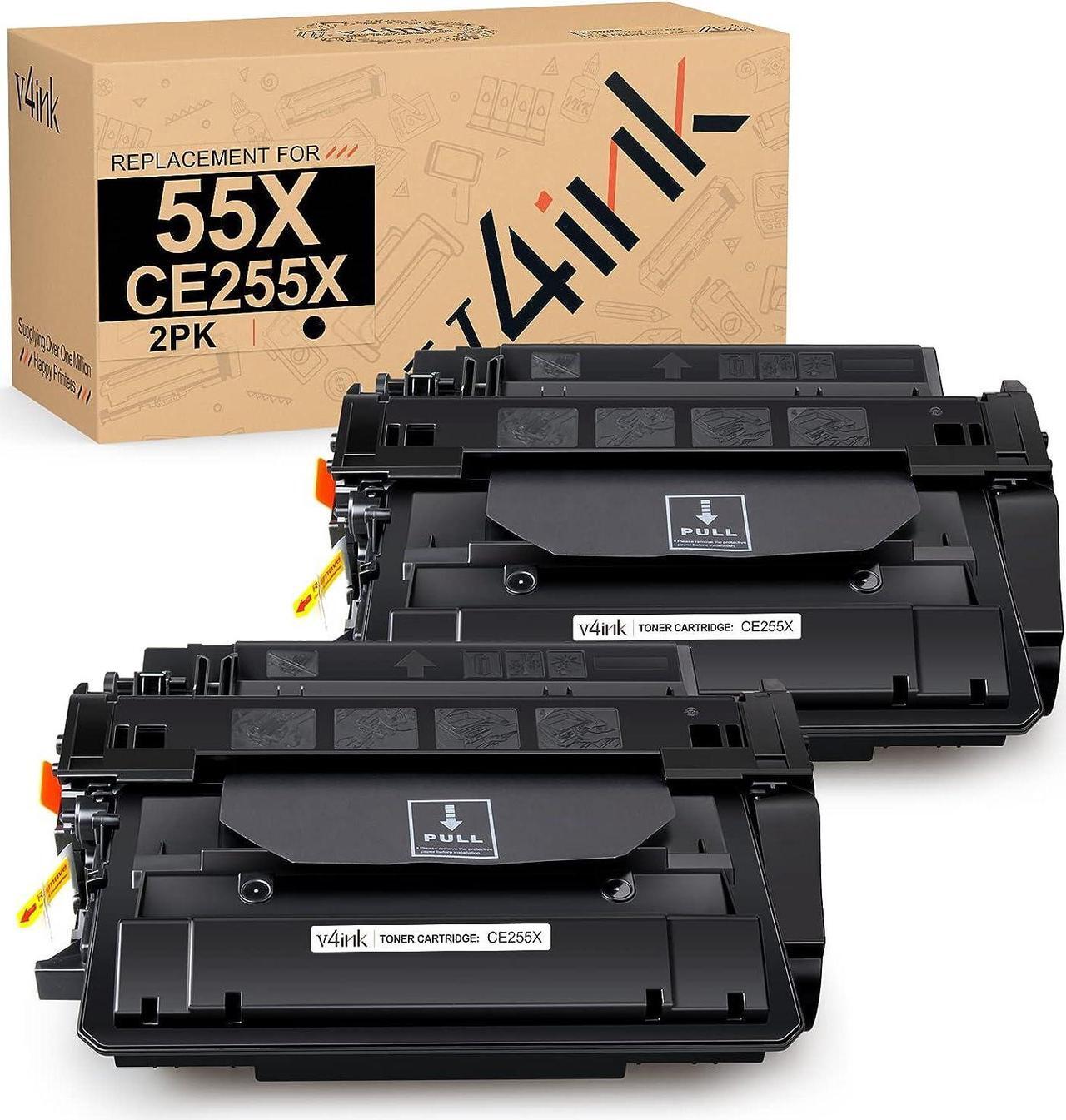 Main image of v4ink Compatible CE255X Toner Cartridge Replacement  55X CE255X 55A CE255A Toner High Yield Ink  P3015 P3015d P3015dn P3015n P3015x M521dn M521dw M525c M525dn M525f Printer 2PK