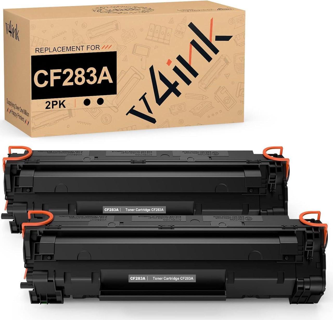 v4ink Compatible CF283A Toner Cartridge Replacement for HP 83A CF283A for use in HP Pro MFP M127fw M127fn M125nw M201dw M201n M225dn M225dw M125a Series Printer (Black, 2 Pack)