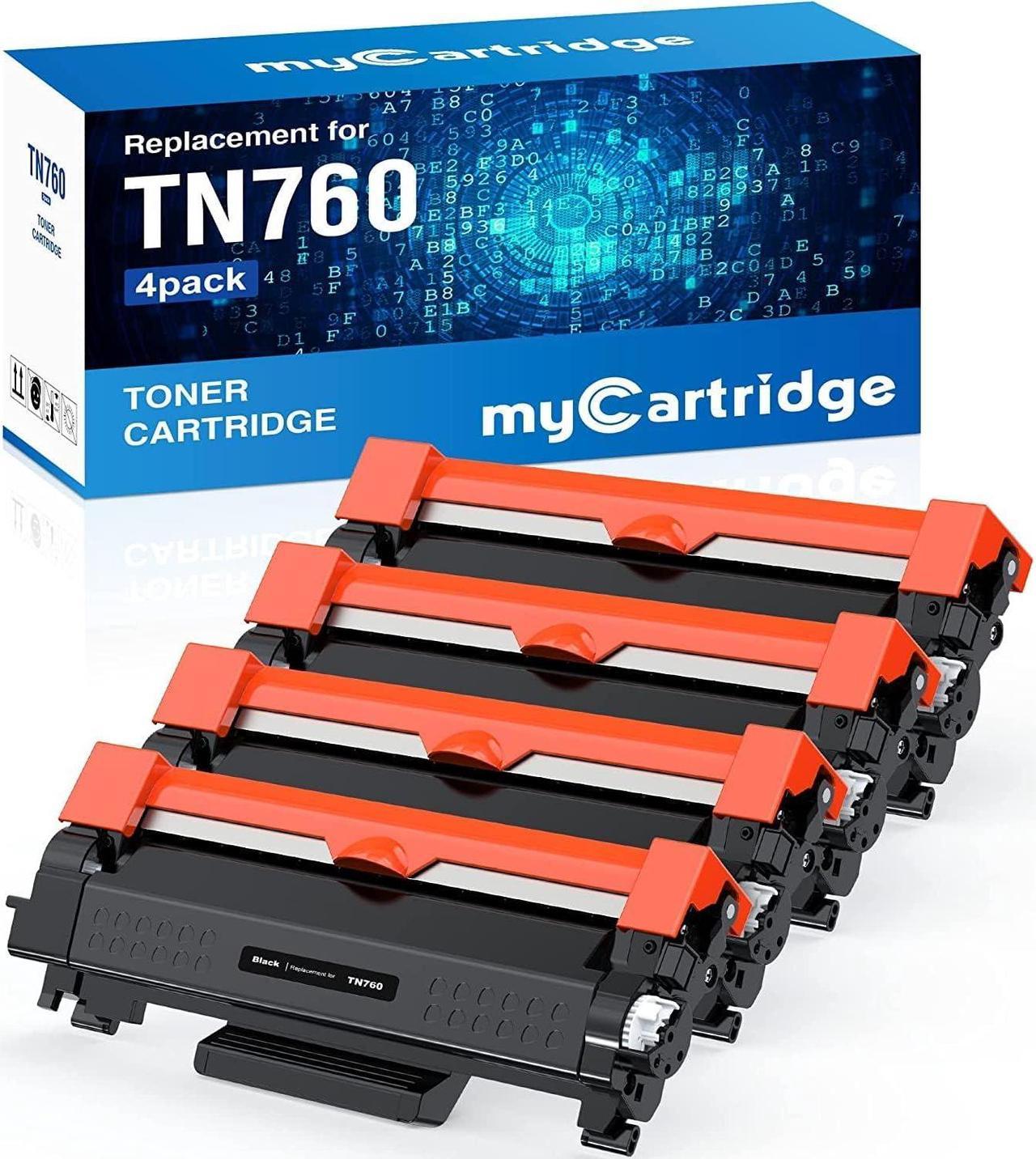 TN760 Toner Cartridge Black MYCARTRIDGE Compatible Repalcement for Brother TN760 TN 760 TN730 Toner Cartridge High Yield for MFC-L2710DW MFC-L2750DW HL-L2370DW HL-L2395DW DCP-L2550DW Printer 4 Pack