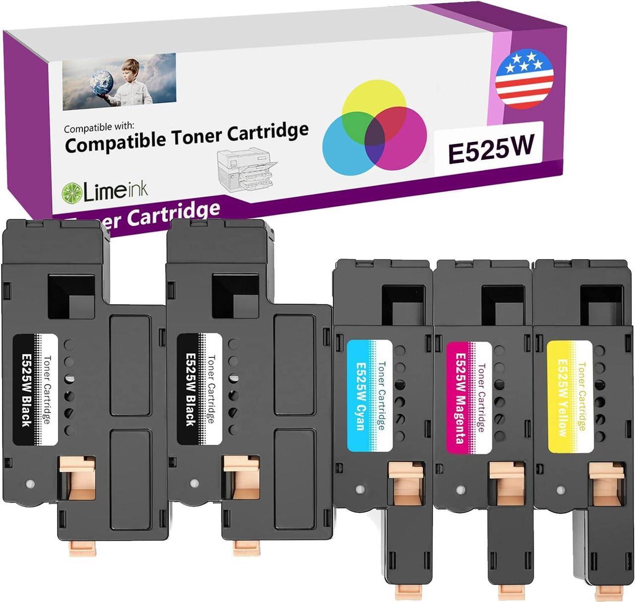 Limeink Compatible Toner Cartridge Replacement for Dell E525W Toner Cartridges, for Dell E525w E525 H3M8P MFP Toner Printer (2 Black, 1 Cyan, 1 Magenta, 1 Yellow)