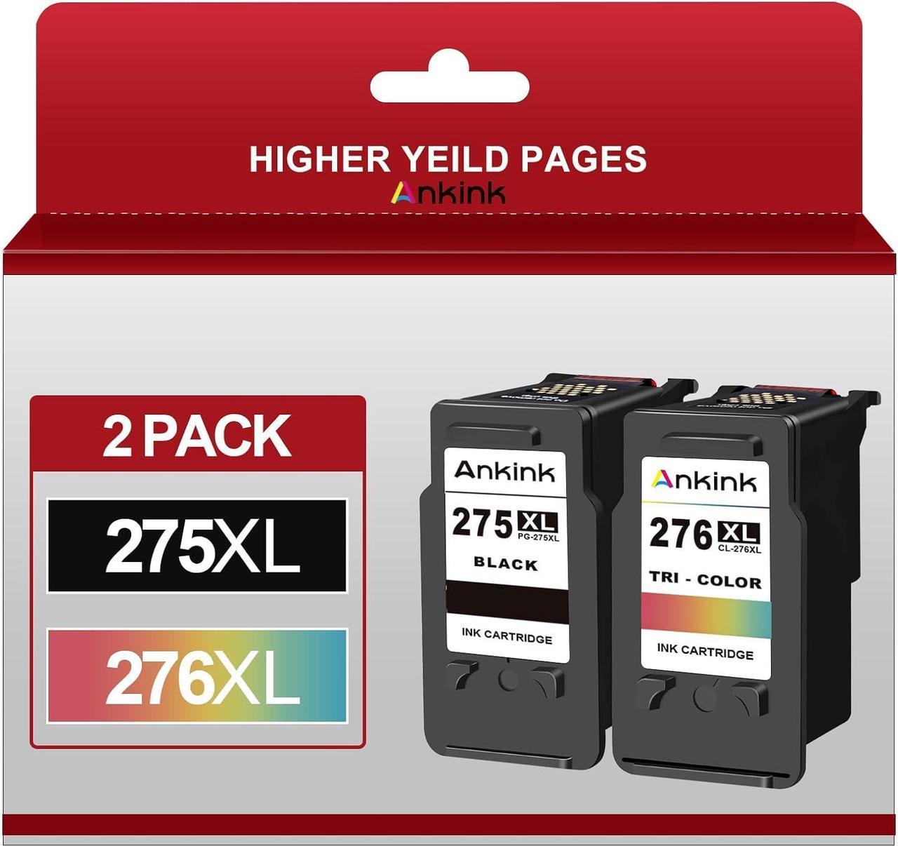 Ankink 275XL 276XL Remanufactured Ink Cartridge Replacement for Canon PG-275 CL-276 275XL 276XL Compatible with Canon PIXMA TS3520 TS3522 TS3500 TR4720 TR4700 Printers(1 Black, 1 Color, 2 Pack)