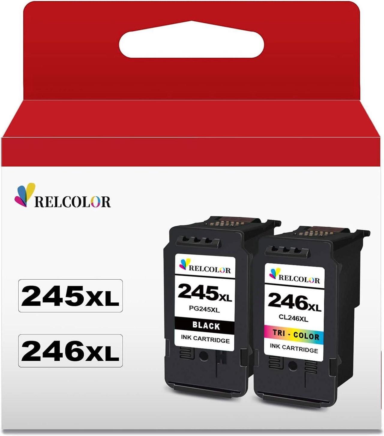 Relcolor 245XL 246XL Ink Cartridge Black Color Combo Fit for MX490 MX492 MG2522 TS3100 TS3122 TS3300 TS3322 TS3320 TR4500 TR4520 TR4522 MG2500 Printer Canon PG 245 CL 246 XL Higher Yield