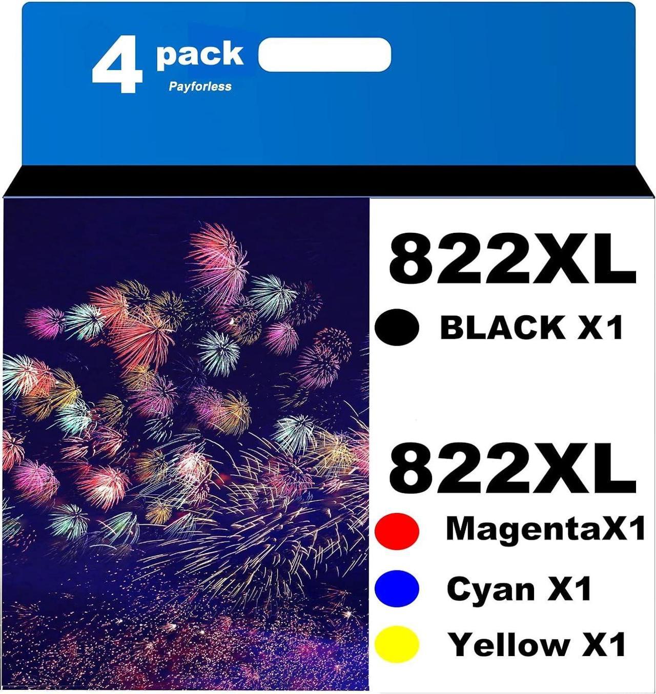 822XL Remanufactured for Epson 822XL Ink Cartridges for Epson 822 XL T822 to use for Epson Workforce Pro WF-3820 WF-4820 WF-4830 WF-4833 WF-4834 Printer (4PACK)