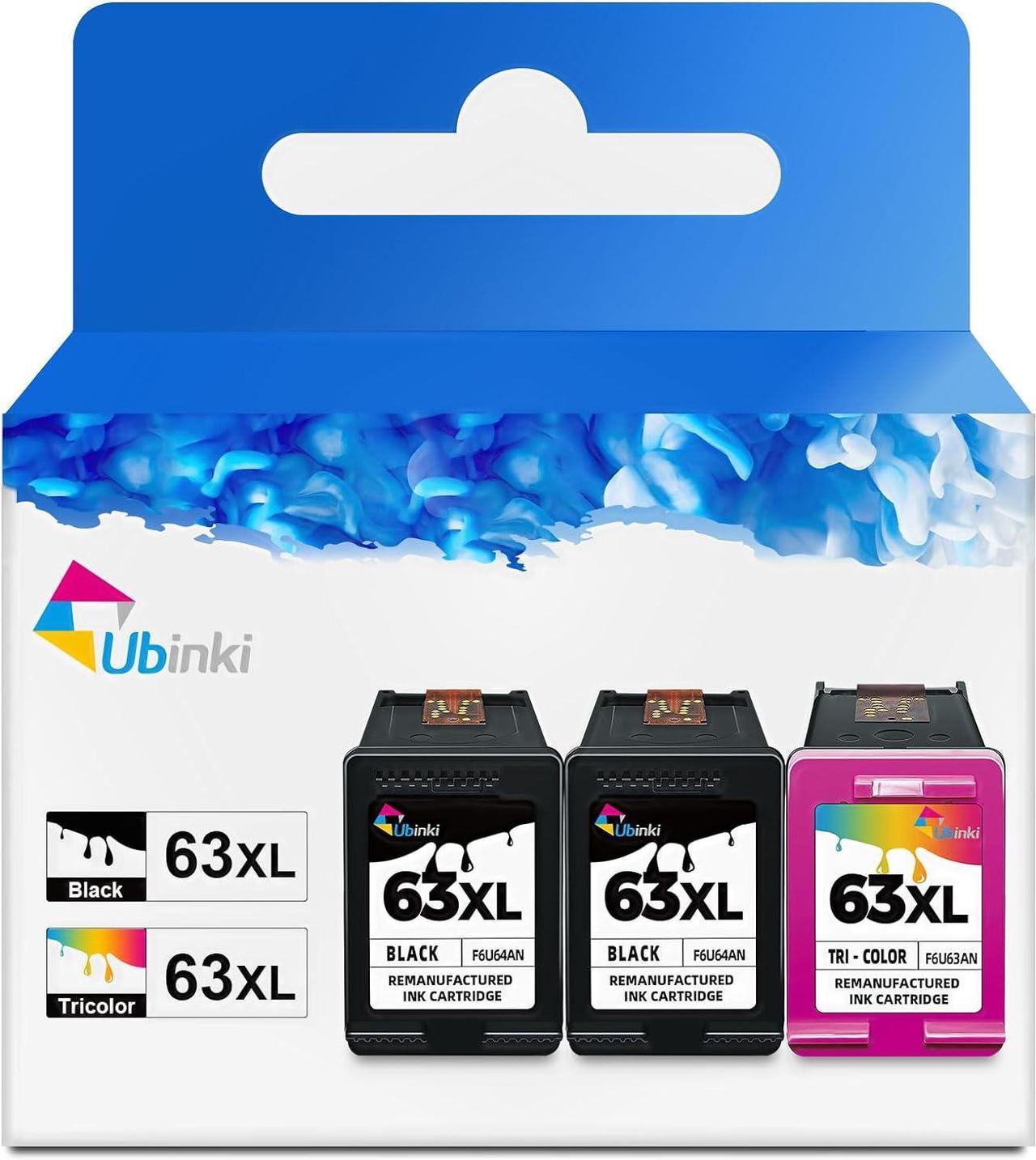 Ubinki 63XL Ink Cartridge Black Color Combo 3-Pack Replacement  63 HP63XL 63xl HP63xl Ink for OfficeJet 3830 4650 4655 5200 5255 5258 Envy 4520 4512 4516 DeskJet 1112 1110 3630 3632 3634 Printer