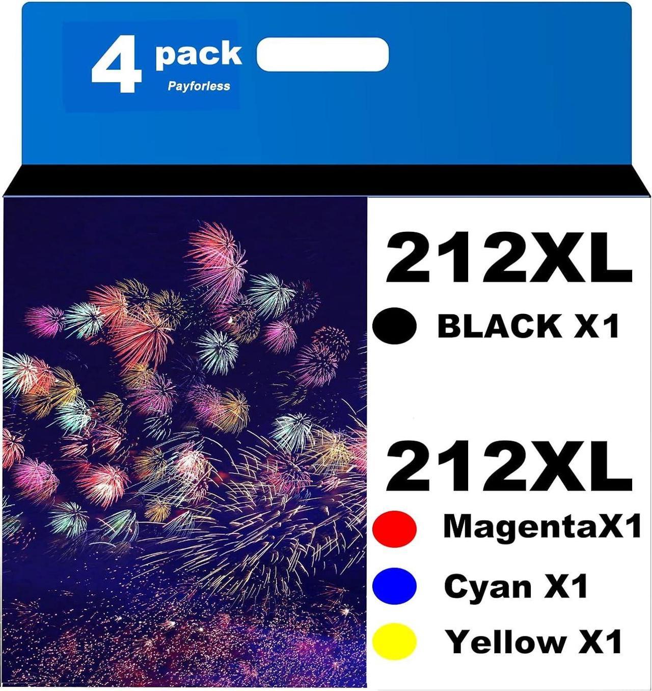 212XL for Epson 212 Ink Cartridges T212XL 212 XL for Epson XP-4100 Epson XP-4105 Epson WF-2830 WF-2850 Printer 4 Pack (Black Cyan Magenta Yellow)