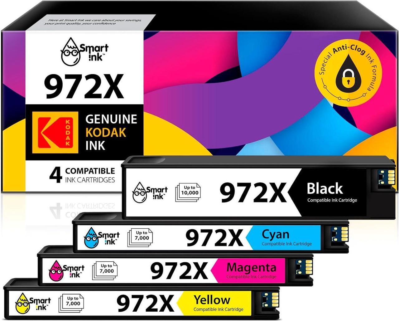 Smart Ink Compatible Ink Cartridge Replacement  972X 972 (4 Pack Combo) to use with PageWide Pro 477dw 577dw 452dw 477dn 452dn 577z 552dw P55250dw Printers (Black & Cyan Magenta Yellow)