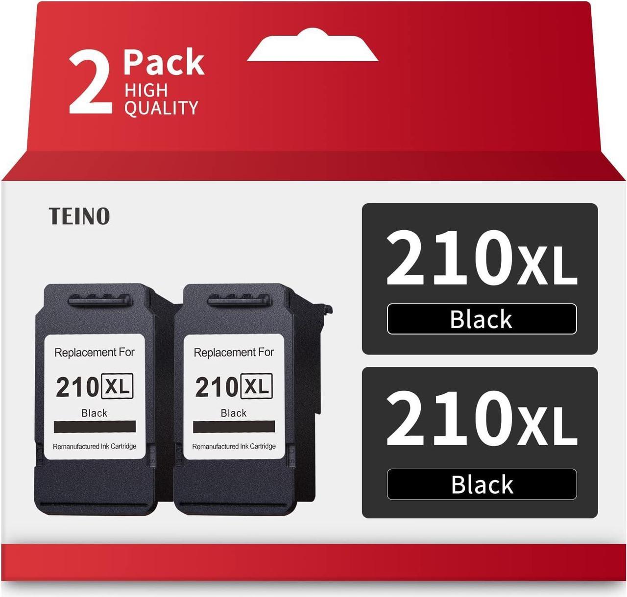 TEINO 210XL 210 Remanufactured Ink Cartridge Replacement for Canon 210XL PG-210XL 210 use with Canon PIXMA MP495 MP240 MP280 MP480 MP490 MP499 MP250 MX410 MX330 MX340 IP2702 (Black, 2-Pack)