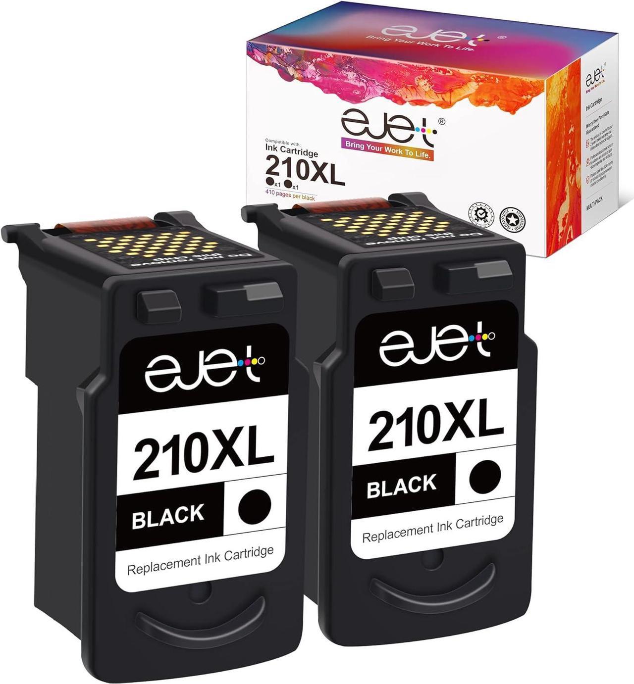 210XL Black ink cartridge ejet Remanufactured Replacement for Canon 210XL Black Ink Cartridge 210XL MP495 Ink Cartridge for Canon PIXMA IP2702 MP230 MP250 MP280 MP480 MX320 MX330 MX340 Printer(2Black)