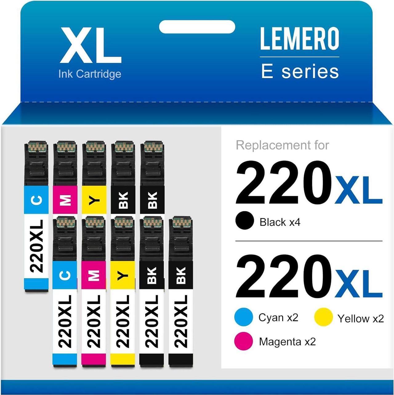 LEMERO Remanufactured Ink Cartridge Replacement for Epson T220XL ( Black,Cyan,Magenta,Yellow , 10-Pack)