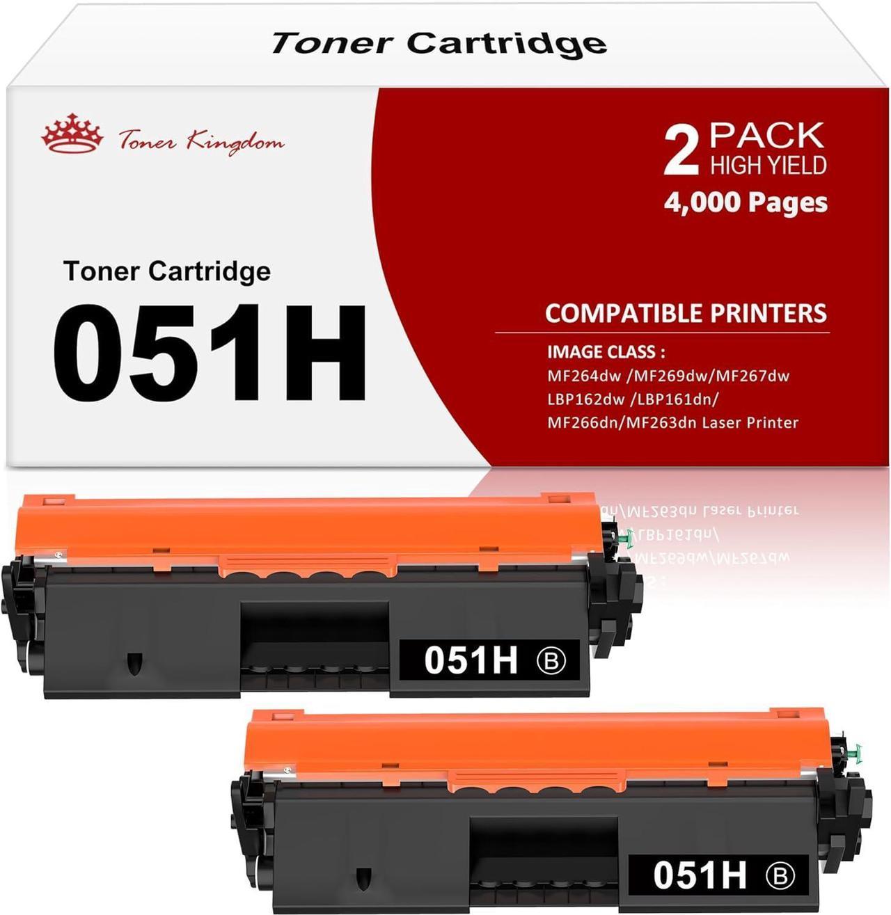 Toner Kingdom Compatible Toner Cartridge Replacement for Canon 051H 051 High Capacity for Canon ImageCLASS MF267dw LBP162dw MF264dw MF267dw Printer (Black, 2-Pack)