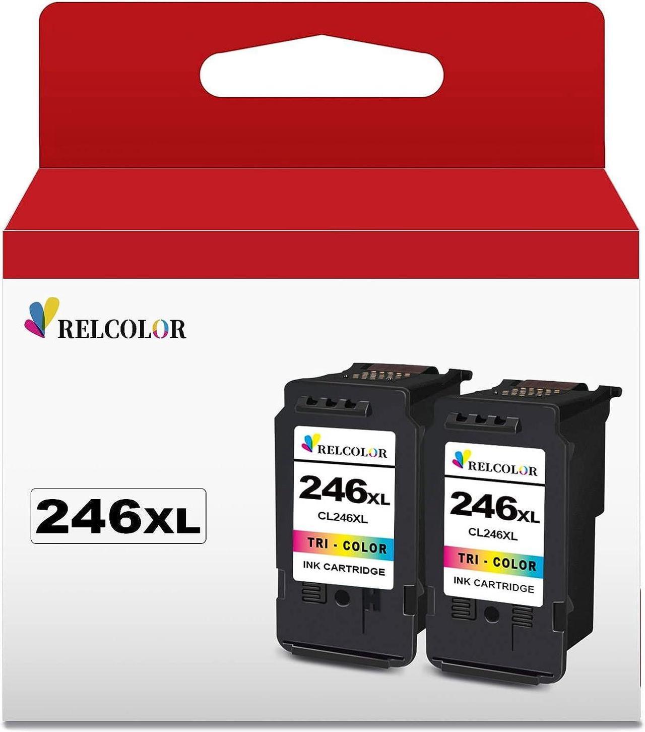 Relcolor 246XL Ink Cartridge Color Combo for Cannon MX490 MX492 MG2522 TS3100 TS3122 TS3300 TS3322 TS3320 TR4500 TR4520 TR4522 MG2500 Printer Canon CL 246 XL Higher Yield(2 Pack)