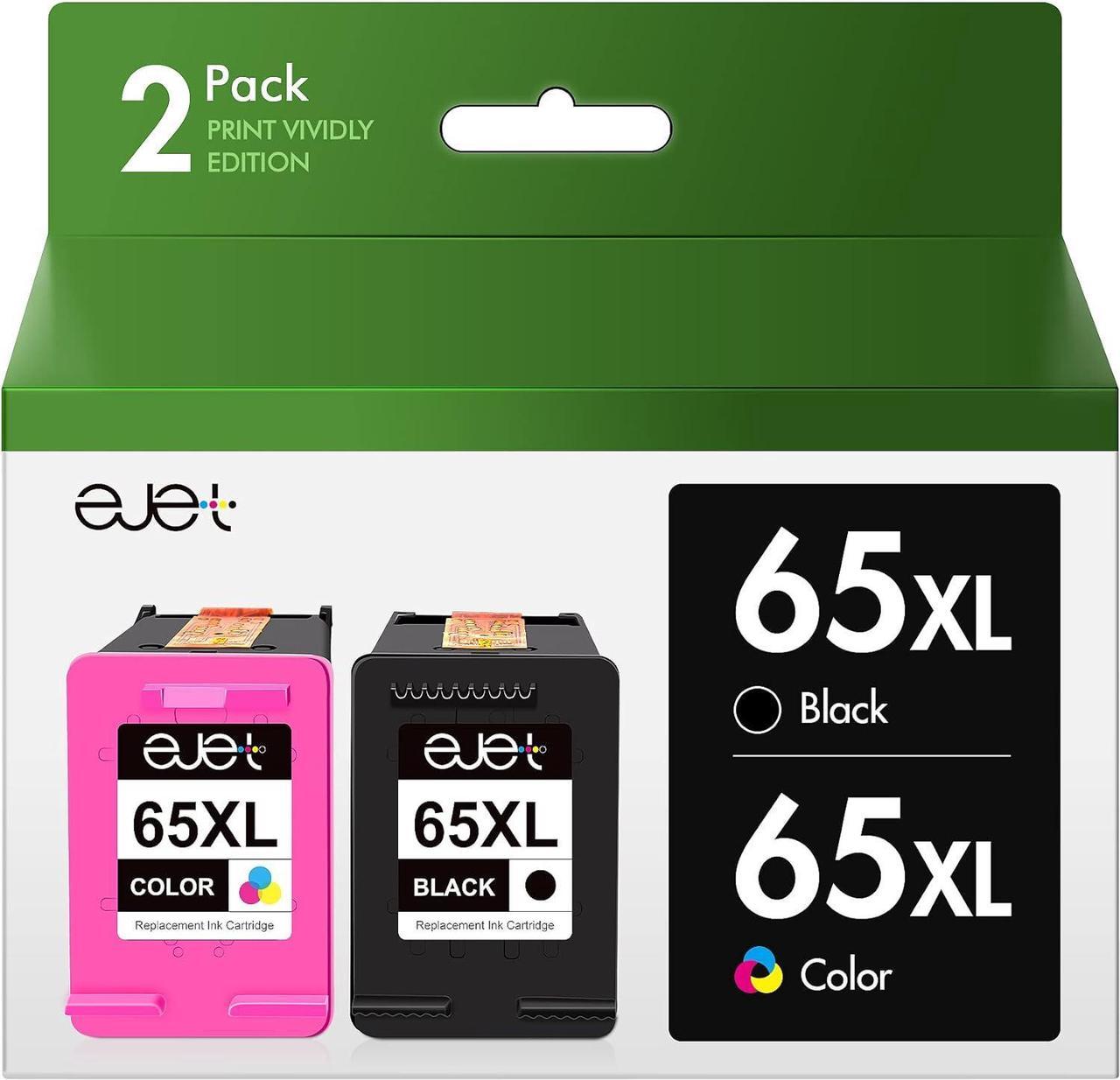 65XL Ink Cartridge Combo Pack Replacement  Ink 65 HP 65XL High Yield Works with HP Deskjet 3755 3772 3700 3722 3752 2600 2622 Envy 5055 5000 5070 5052 5014 Printer (1 Black, 1 Tri-Color)