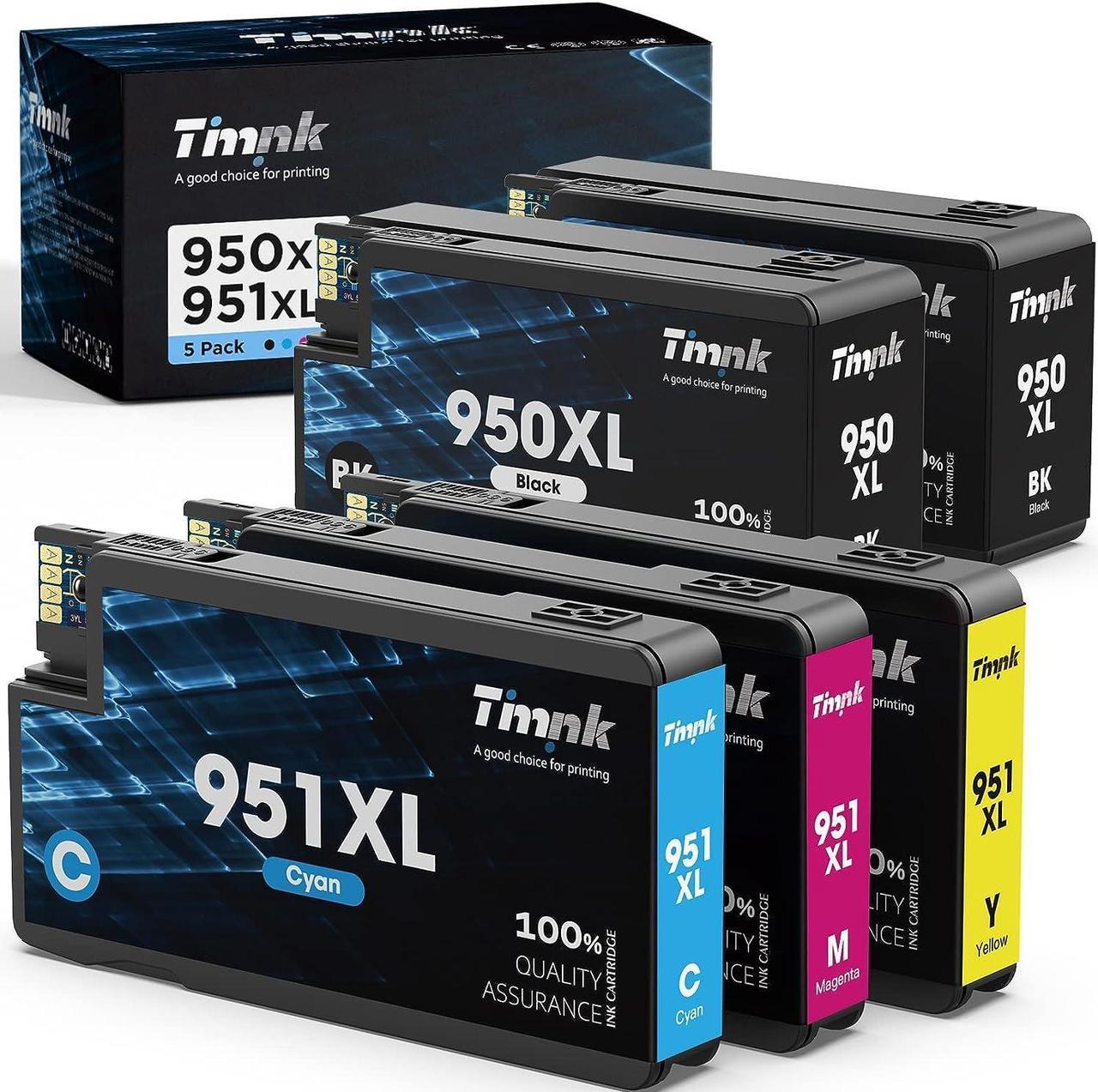 5-Pack Larger Capacity 950XL 951XL Ink Cartridges Combo Pack, Replacement for HP 950 951 XL Ink Cartridges, High Page Yield, Works with OfficeJet Pro 8600 8610 8620 8625 Printer (2BK/1C/1M/1Y)