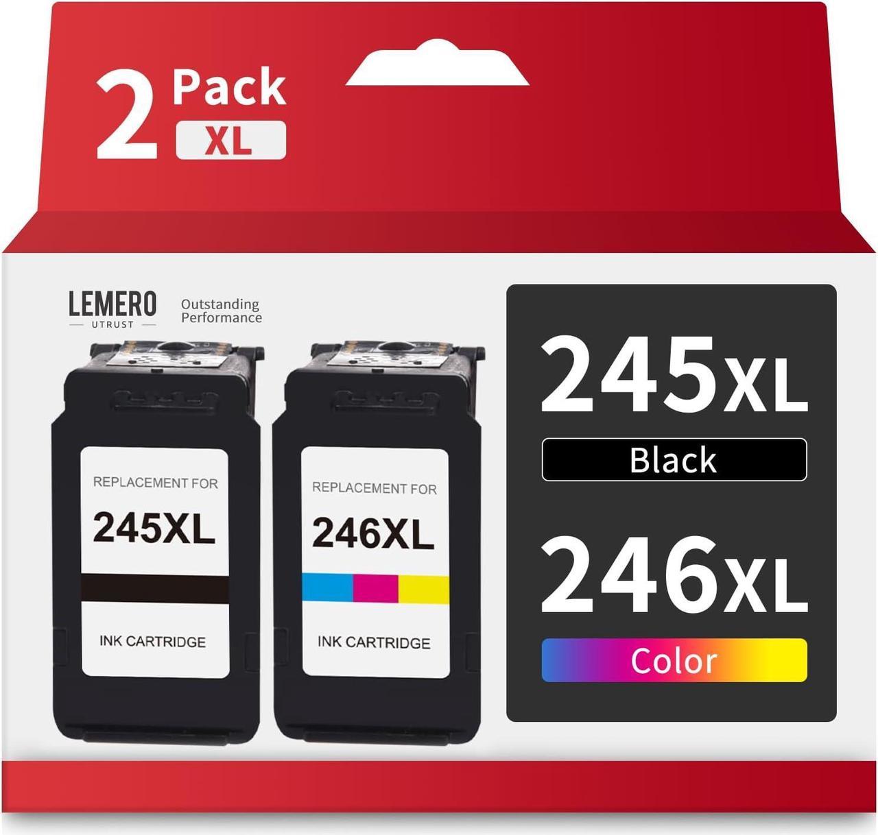 LEMERO UTRUST 245XL 246XL Combo Pack Remanufactured Ink Cartridge Replacement for Canon Ink Cartridges 245 and 246 for PIXMA MG2522 TS3122 MX492 MX490 MG2525 MG3022 TR4520 TR4522 Printer (2-Pack)