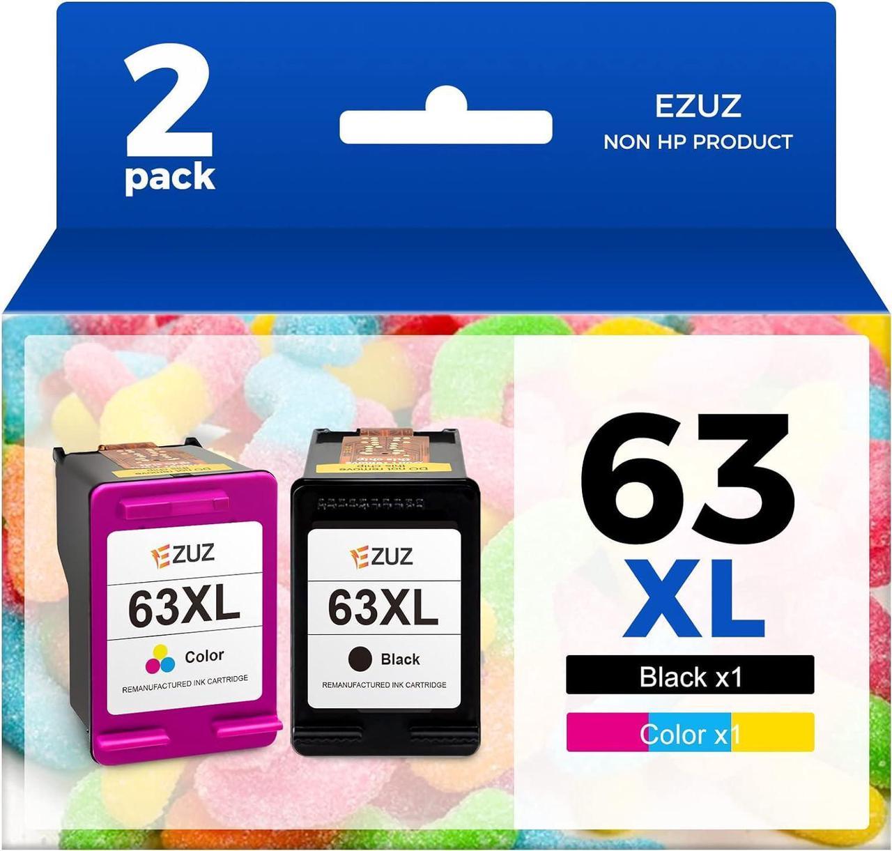 EZUZ Remanufactured Ink Cartridge Replacement  63XL 63 XL Combo Pack  OfficeJet 3830 4650 5255 Envy 4520 Printer (1 Black 1 Tri-Color)