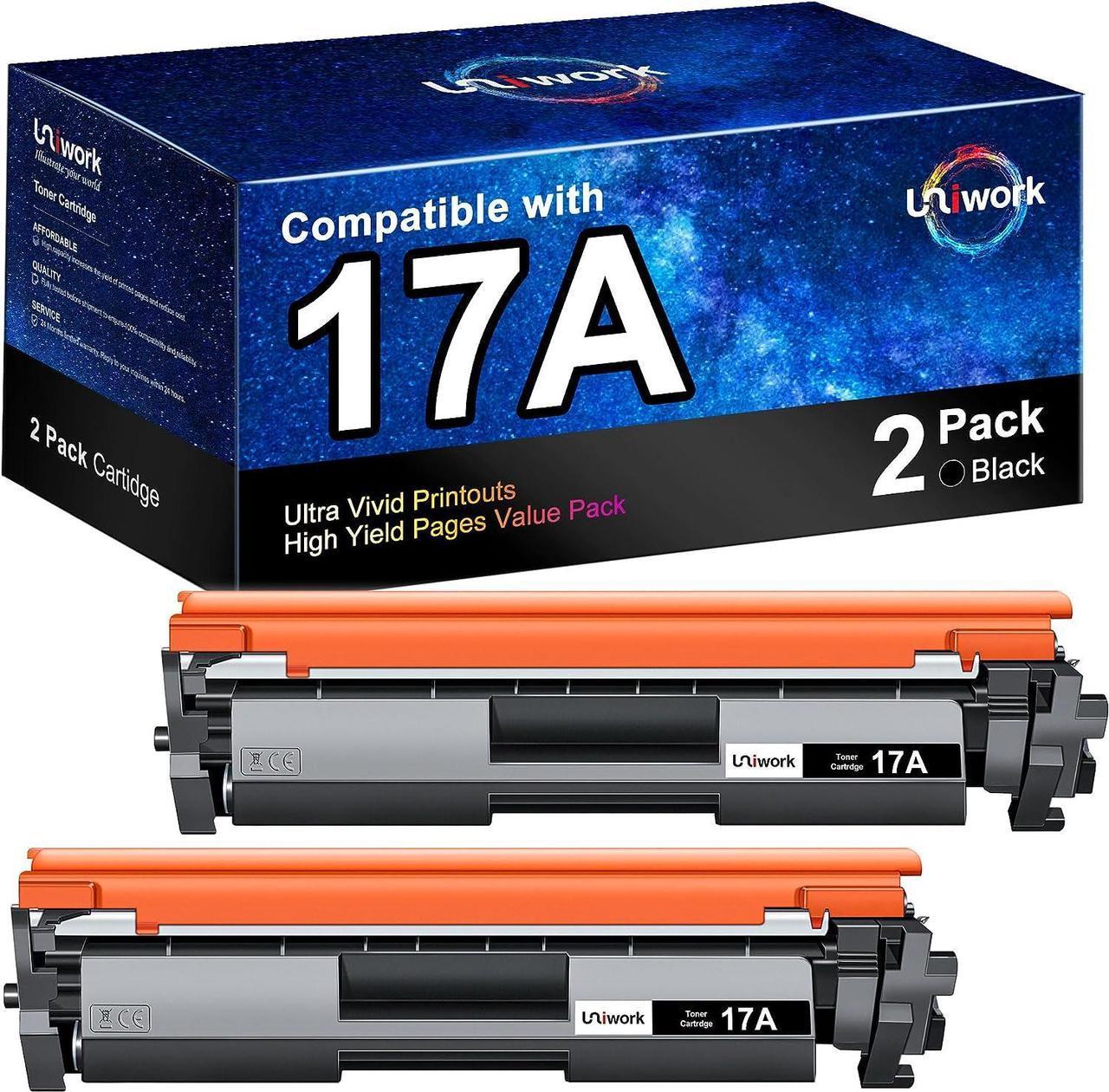 Uniwork Compatible Toner Cartridge Replacement for HP 17A CF217A use for Laserjet Pro M102w M130fw, Laserjet Pro MFP M130fw M130nw M130fn M130a Printer Tray, 2 Black (with Chip)