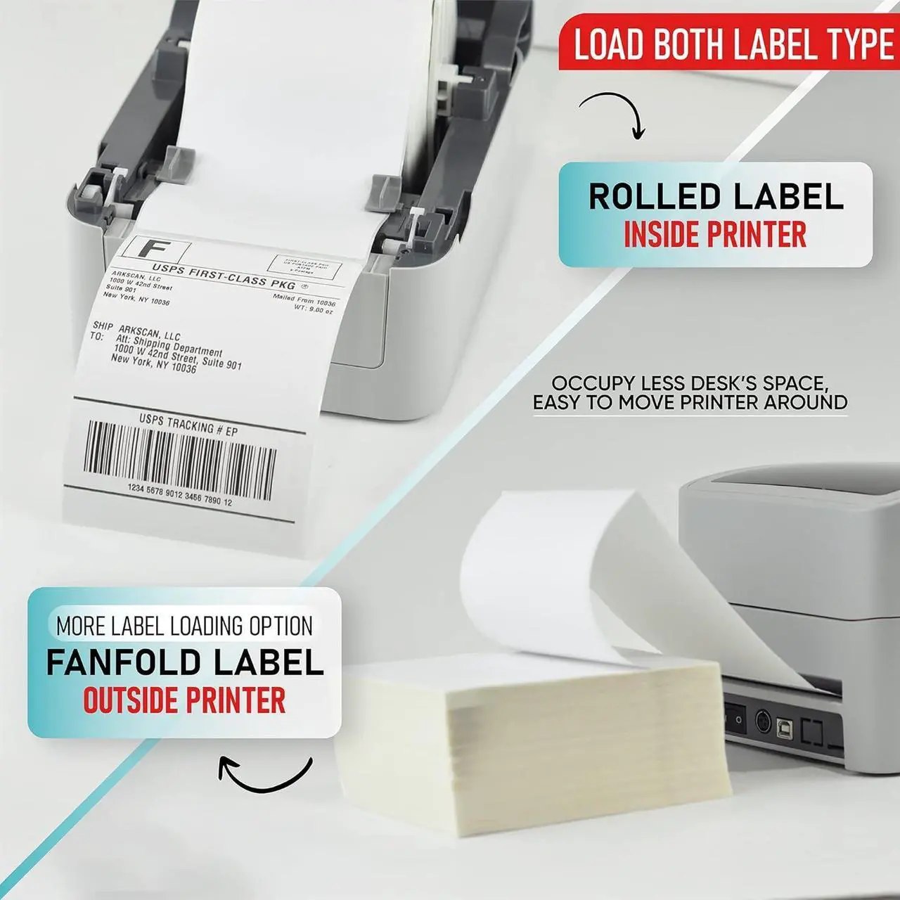 Alt view image 7 of 7 - 2054K-WF Mini WiFi Wireless Shipping Label Printer for iPhone Windows Mac Chromebook Android Support Amazon Ebay Paypal Shopify Shipstation UPS USPS FedEx Fanfold Direct Label