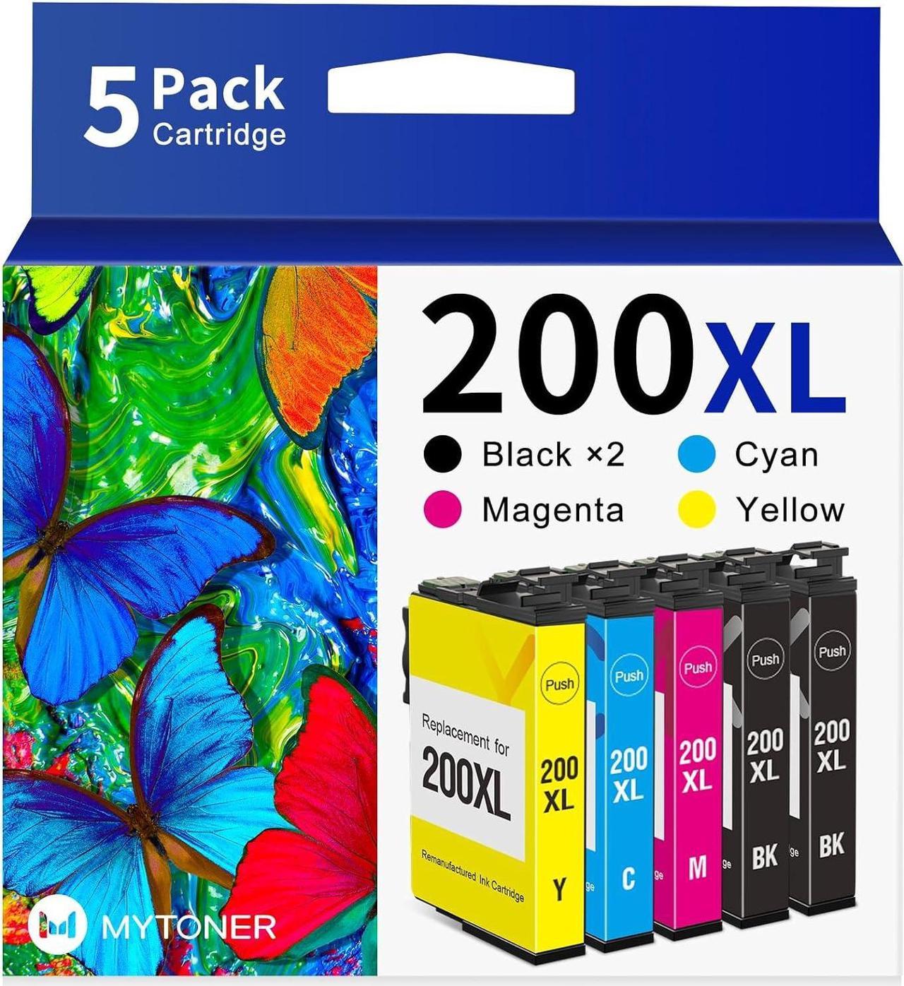 MYTONER Remanufactured Ink Cartridge Replacement for Epson 200XL 200 XL for Expression XP-200 XP-300 XP-310 XP-400 XP-410 Workforce WF-2520 WF-2530 WF-2540 Printer(2 Black,1 Cyan, 1 Magenta,1 Yellow)