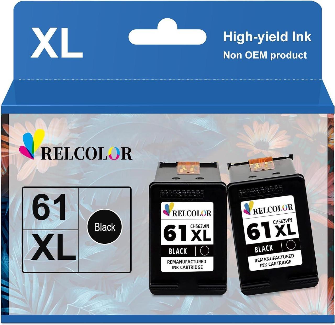 Relcolor Replacement  Ink 61XL 61 XL HP61 XL Cartridge Black for Envy 4500 5530 4502 5534 5535 Deskjet 2540 2050 3000 3050 1000 1510 1512 1010 1050 1056 OfficeJet 4630 4635 2620 Series HP61XL