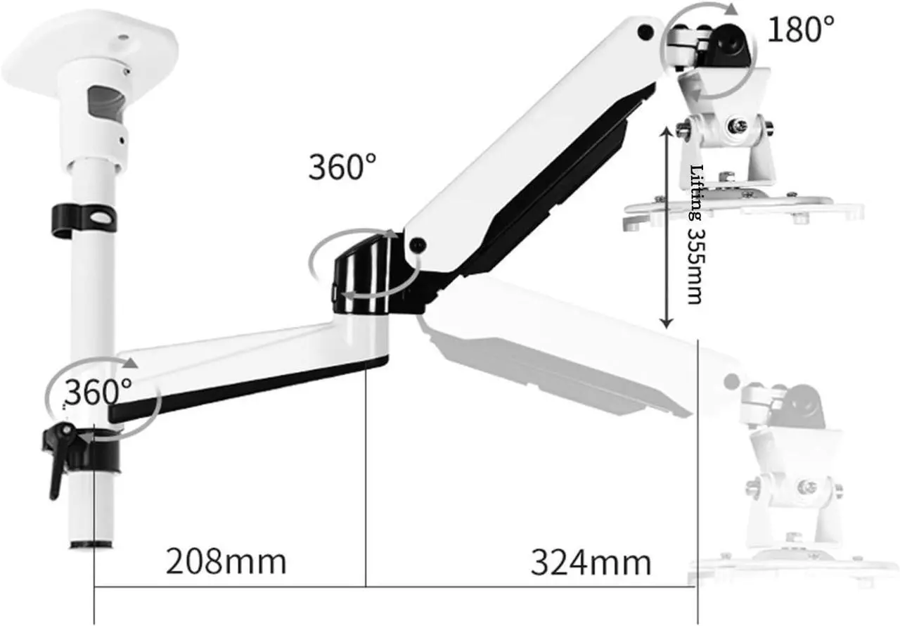 Alt view image 2 of 5 - Gadpiparty Projector Stand Projector Bracket Wall Mounted Projector Hanger Projector Hanger Air Pressure Hover Telescopic Rotation Stand Universal Projector Stand Projector Mount(A)