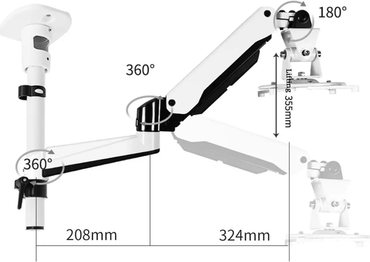 Alt view image 2 of 5 - Gadpiparty Projector Bracket Projector Bracket Wall Mounted Projector Hanger Projector Hanger Air Pressure Hover Telescopic Rotation Stand Pprojector Mount (Color : GAPR07-B)