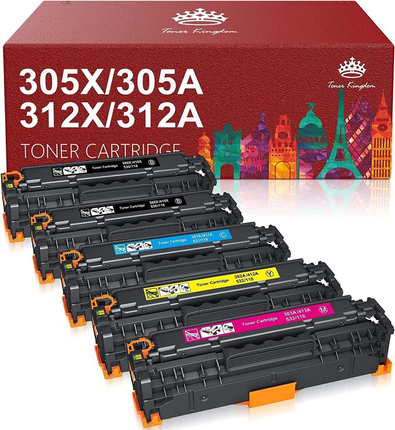 Toner Kingdom Remanufactured Toner Cartridge Replacement for HP 305 305A 305X 312 312A 312X 304A for HP Laserjet Pro 400 300 Color MFP M451dn M451nw M475dn M476nw M476dw M351A M375nw Printer (5 Pack)