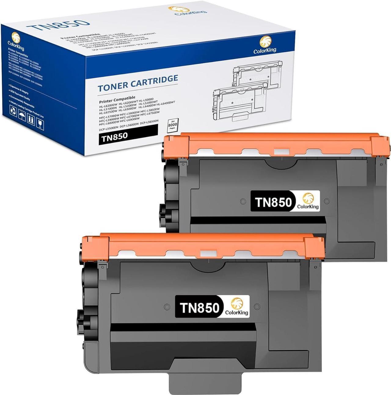 ColorKing Compatible Toner Cartridge Replacement for Brother TN850 TN 850 TN-850 TN820 TN 820 TN-820 for Brother HL-L6200DW HLL6200DW MFC-L5900DW MFC-L5700DW HL-L5200DW MFC-L5850DW Toner (2 Black)