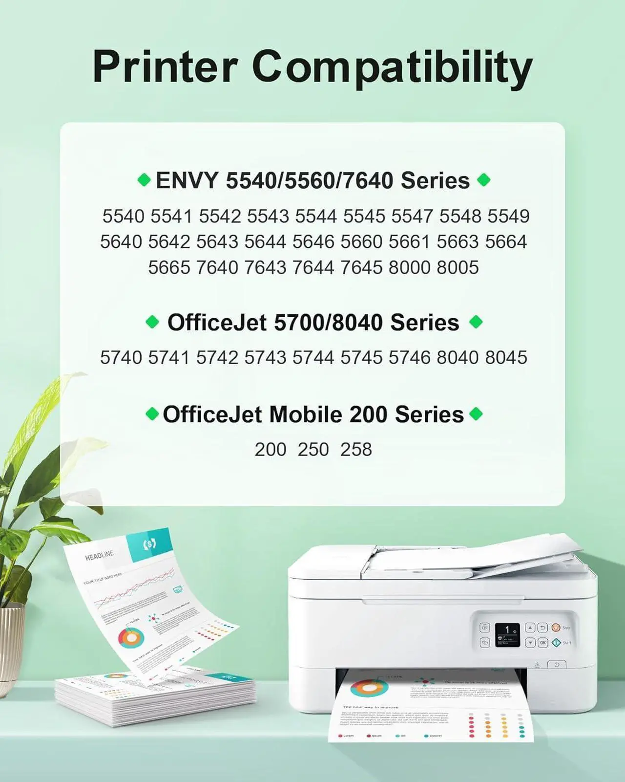 Alt view image 2 of 7 - Printer Ink 62 XL for HP Ink 62XL Combo Pack High Yield for HP 62 XL for Envy 7640 5660 5540 7645 for OfficeJet 5740 8040 for OfficeJet Mobile 200 250 Printer(1 Black 1 Color)
