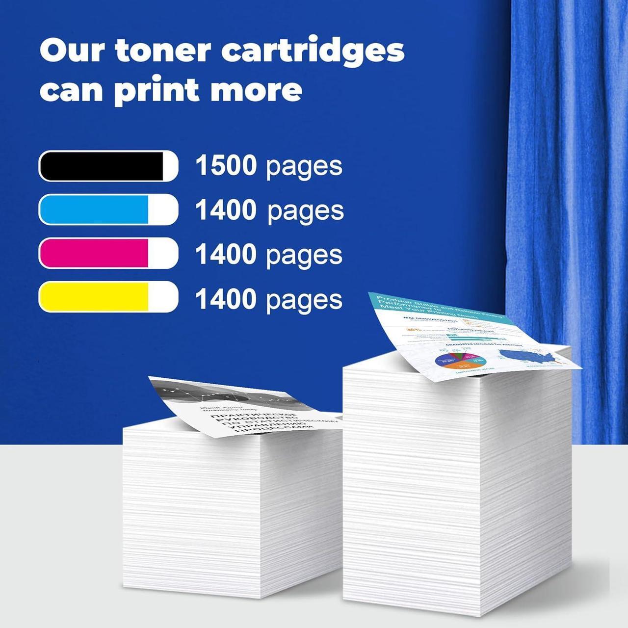 Alt view image 3 of 7 - 202A Toner Cartridges 4Pack Compatible Replacement for 202X 202A HP Color Toner Cartridges MFP M281fdw Toner Cartridges Black Cyan Magenta Yellow CF500A CF501A CF502A CF503A