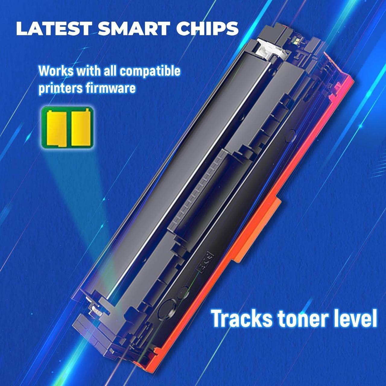 Alt view image 6 of 7 - 202A Toner Cartridges 4Pack Compatible Replacement for 202X 202A HP Color Toner Cartridges MFP M281fdw Toner Cartridges Black Cyan Magenta Yellow CF500A CF501A CF502A CF503A
